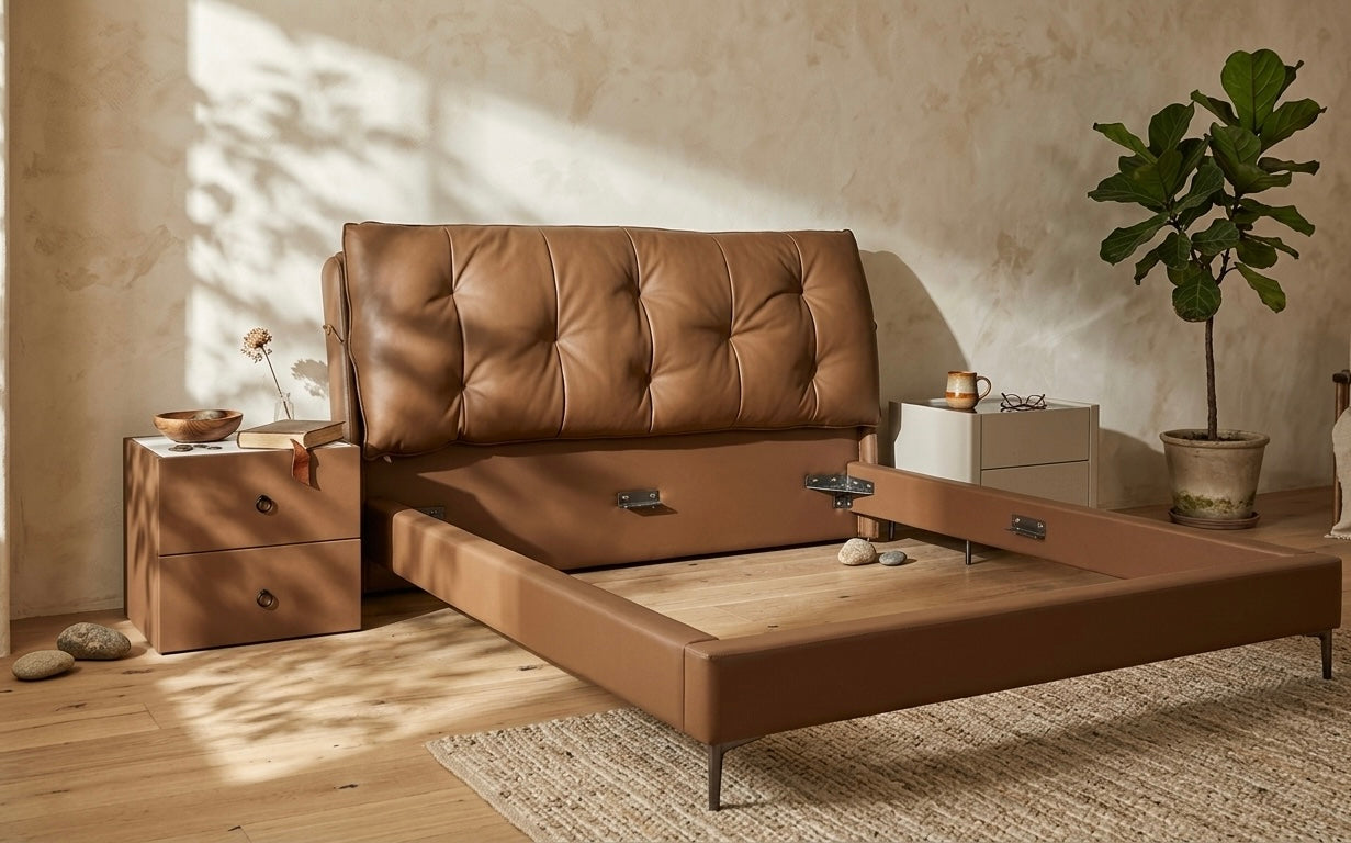 ლოგინი ცვალებადი საზურგით ნატურალურ ტყავში