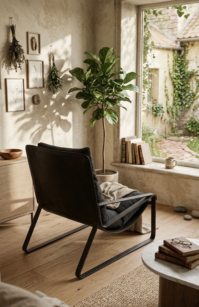 ლაუნჯის სკამი. ტყავი+ნაჭერი.