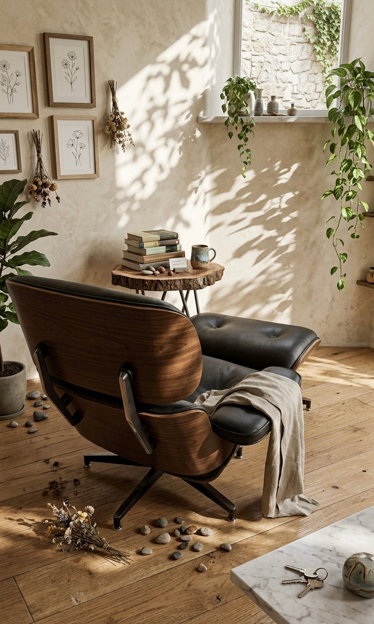 ლაუნჯის სკამი ფეხის დასადებით