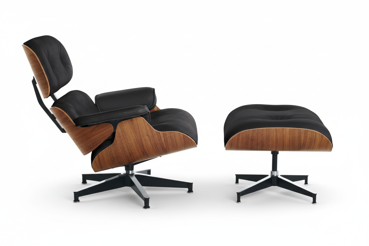 Elm Lounge Chair and Ottoman. ლაუნჯის სკამი ფეხის დასადებით.
